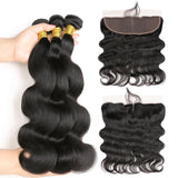 [Abyhair 8A] Body Wave Weave 3 Bundles With Lace Frontal 13x4 Closure Malaysian Remy Hair