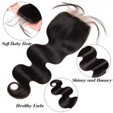 [Abyhair 9A] Body Wave 3 Bundles With 4x4 Lace Closure Malaysian Human Hair