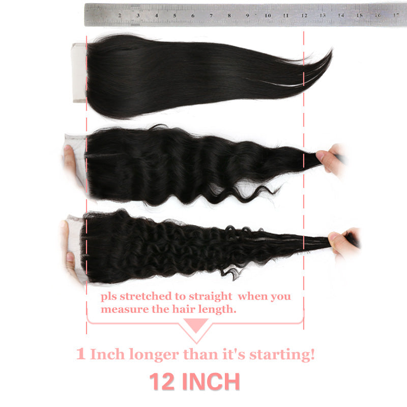 [Abyhair 10A] Malaysian Human Straight Hair 3 Bundles With 4x4 Lace Closure Free Part