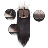 [Abyhair 9A] Straight Hair 3 Bundles With 4x4 Lace Closure Peruvian Human Hair