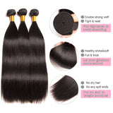 [Abyhair 10A] Brazilian Straight 3 Bundles With 13x 4 Lace Frontal Closure With Baby Hair