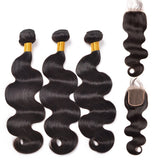 [Abyhair 8A] Malaysian 3 Bundles With 4x4 Lace Closure Body Wave Remy Human Hair