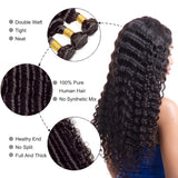 [Abyhair 8A] Brazilian 3 Bundles With 4x4 Lace Closure Deep Wave Remy Human Hair