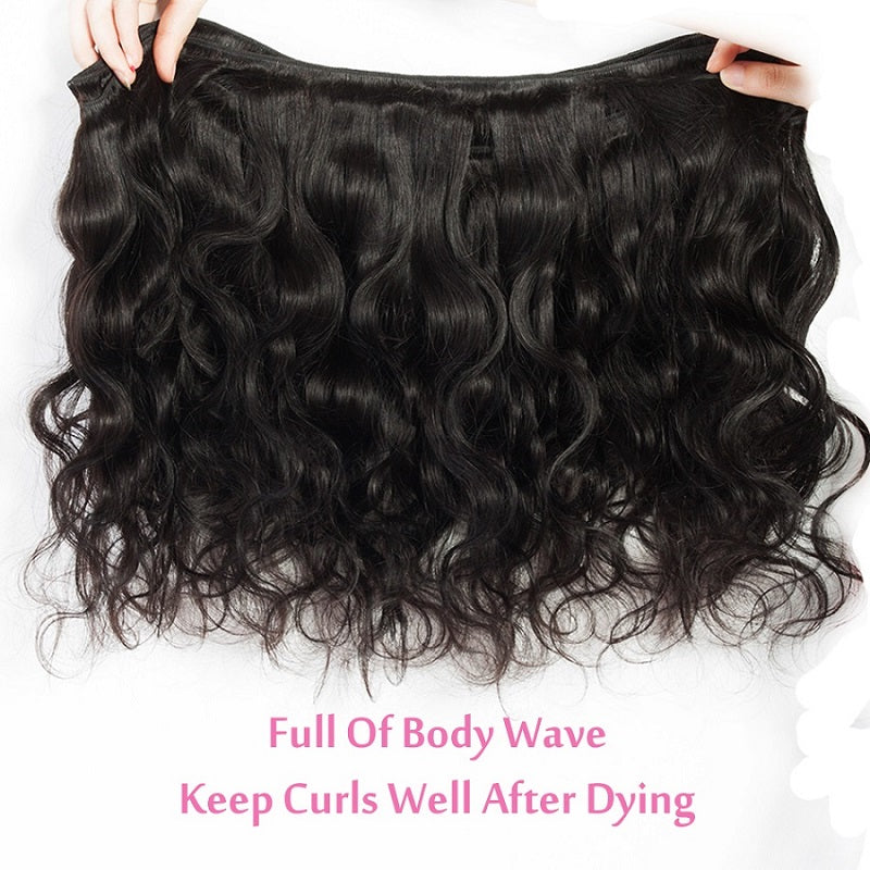 [Abyhair 10A] Brazilian Body Wave 2 Bundles With 360 lace Frontal Closure Virgin Human Hair