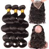 [Abyhair 8A] Body Wave 360 Lace Frontal With 3 Bundles Natural Hairline Malaysian Remy Hair Weave