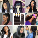 [Abyhair 10A] Brazilian Human Straight Hair 3 Bundles With 4x4 Lace Closure Free Part