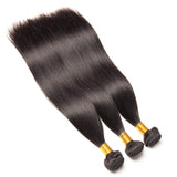 [Abyhair 9A] Straight Hair 3 Bundles With 4x4 Lace Closure Malaysian Human Hair