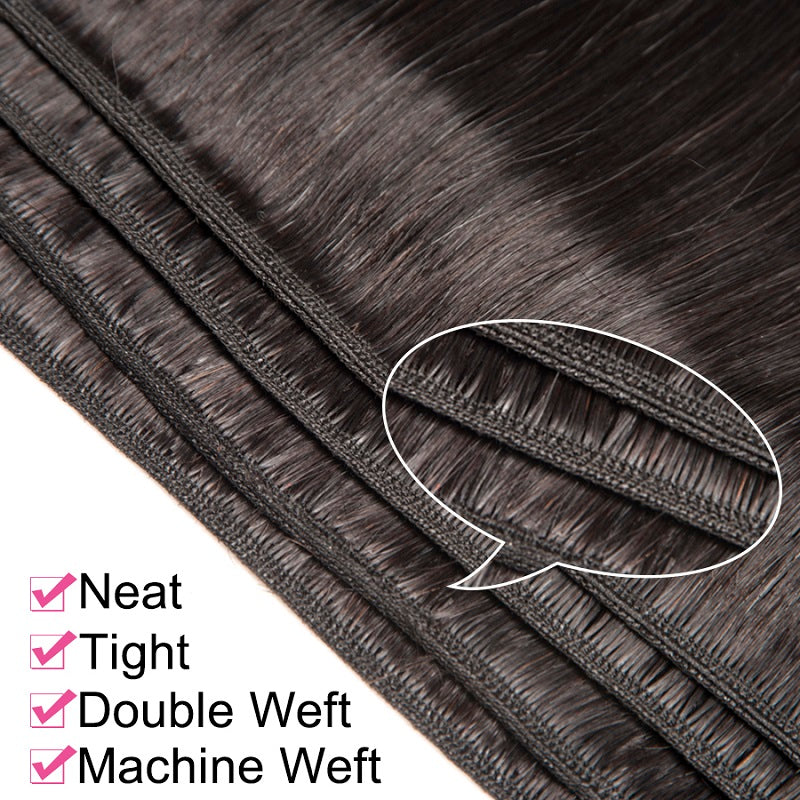 [Abyhair 9A] Straight Hair 3 Bundles With 4x4 Lace Closure Peruvian Human Hair