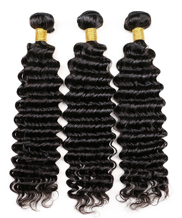 [Abyhair 10A] Peruvian Deep Wave 3 Bundles With 13x 4 Lace Frontal Closure With Baby Hair