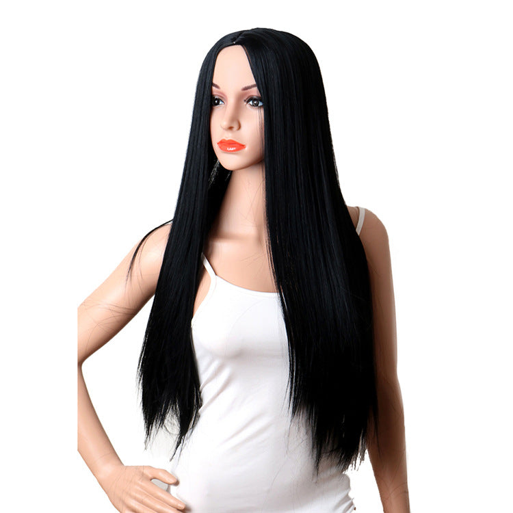 Long Straight Synthetic Wigs Natural Black Heat Resistant Synthetic Wigs 28 Inch Wig
