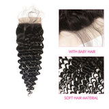 [Abyhair 10A] Malaysian Human Hair Deep Wave 3 Bundles With 4x4 Lace Closure Free Part