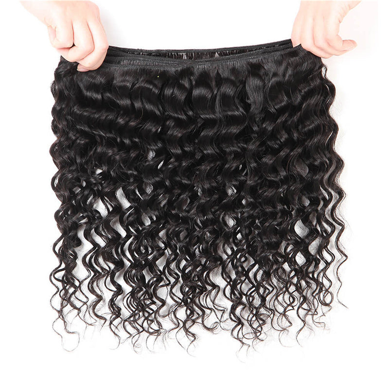 [Abyhair 8A] Peruvian 3 Bundles With 4x4 Lace Closure Deep Wave Remy Human Hair