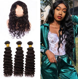 [Abyhair 9A] 360 lace Frontal Closure With 3 Bundles Indian Deep Wave Hair Weave